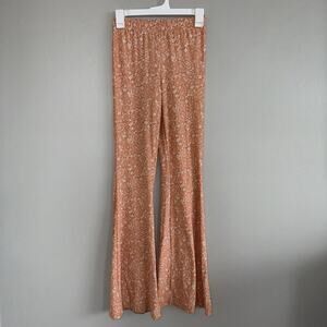 Forever 21 Leggings Flared Women's Small Orange White Flower Power Paisley